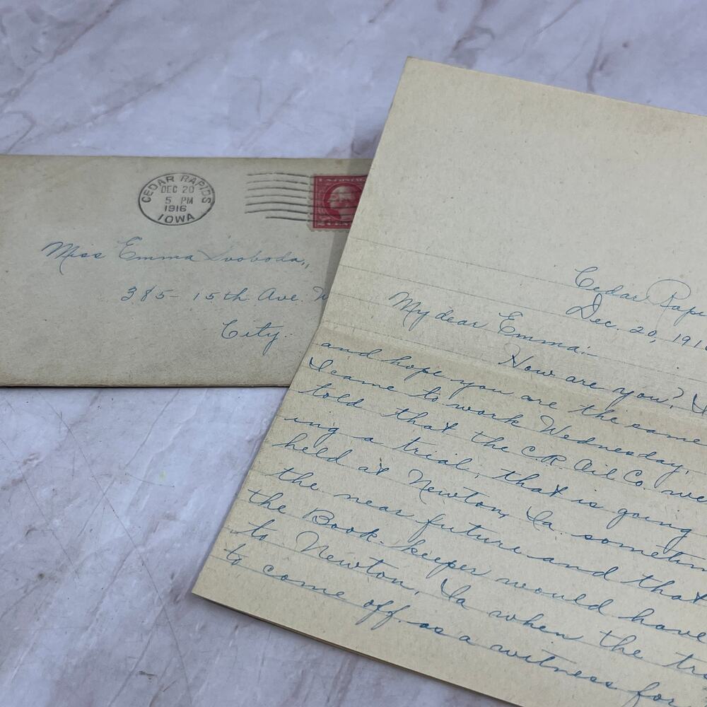 1916 Cedar Rapids Iowa Letter to Emma Swoboda Postal Cover Ai5-PCL - Picture 2 of 2